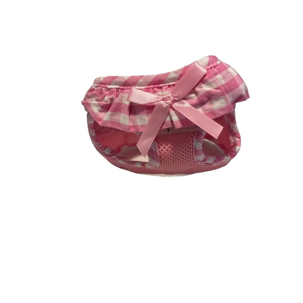 Pupteck Soft Mesh Pink Plaid Dog Walking Harness Vest -